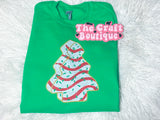 Sparkly Christmas Tree Cake Printed Sweatshirt